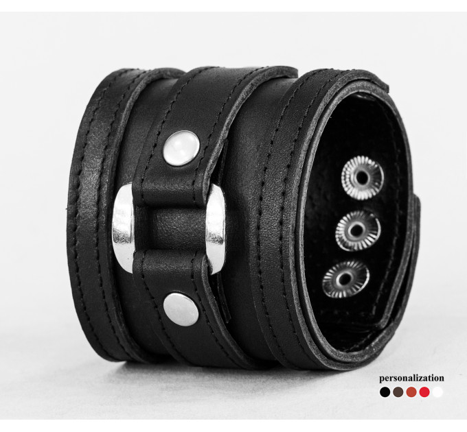 Leather cuff bracelet for men or women, code 3163st