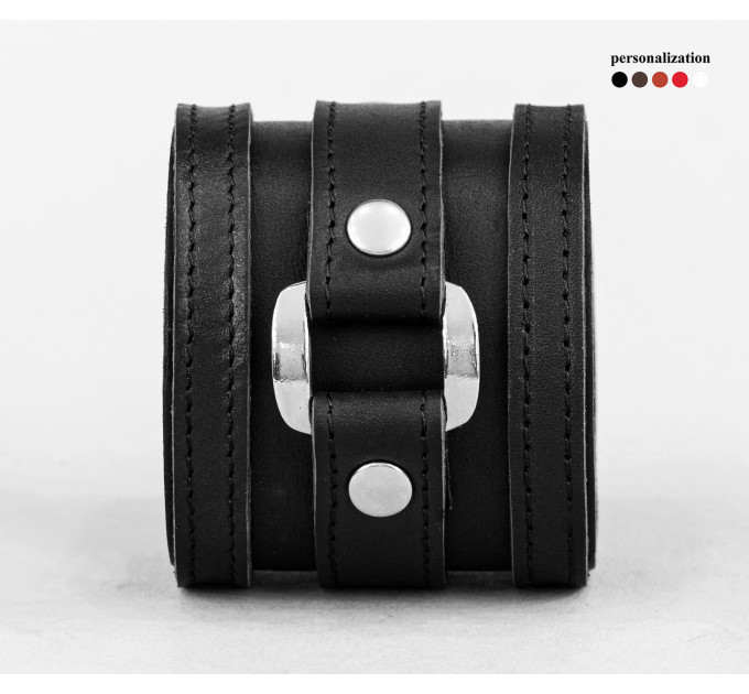 Leather cuff bracelet for men or women, code 3163st