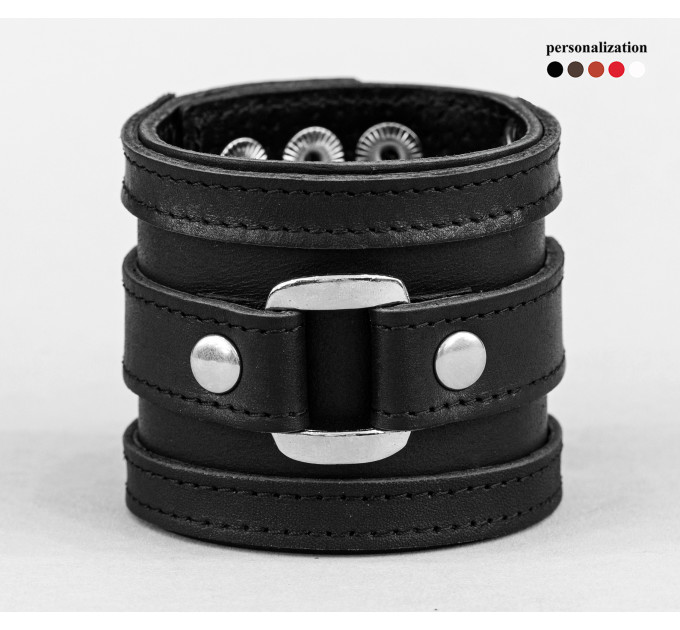 Leather cuff bracelet for men or women, code 3163st