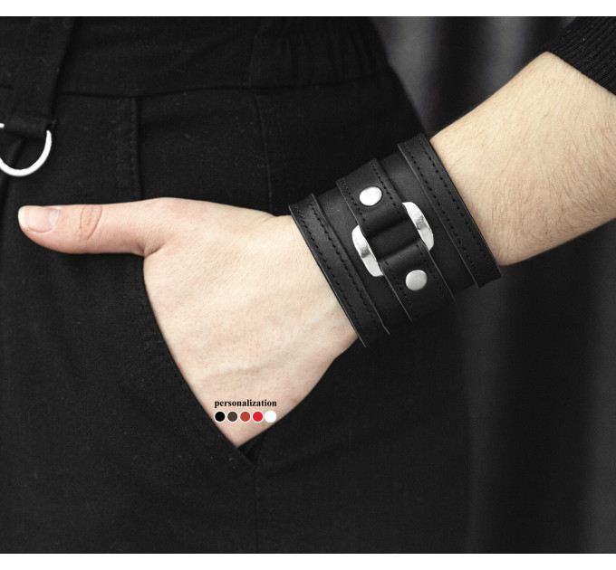 Leather cuff bracelet for men or women, code 3163st