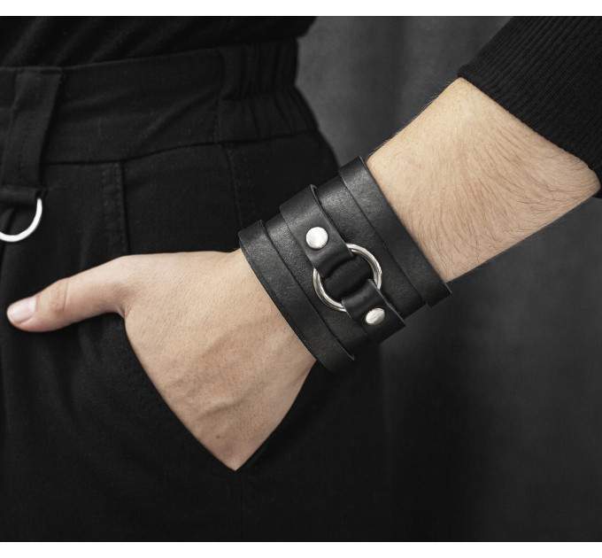 Leather cuff bracelet for men or women, code 3164