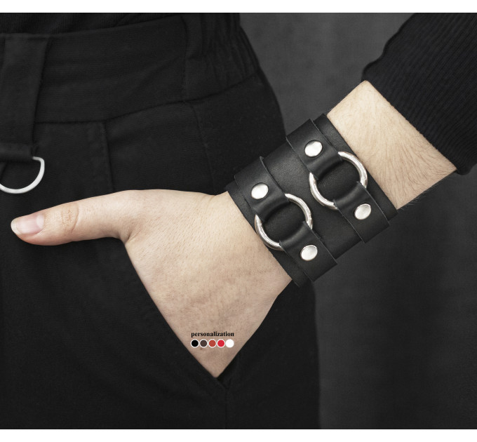 Leather cuff bracelet for men or women, code 3178