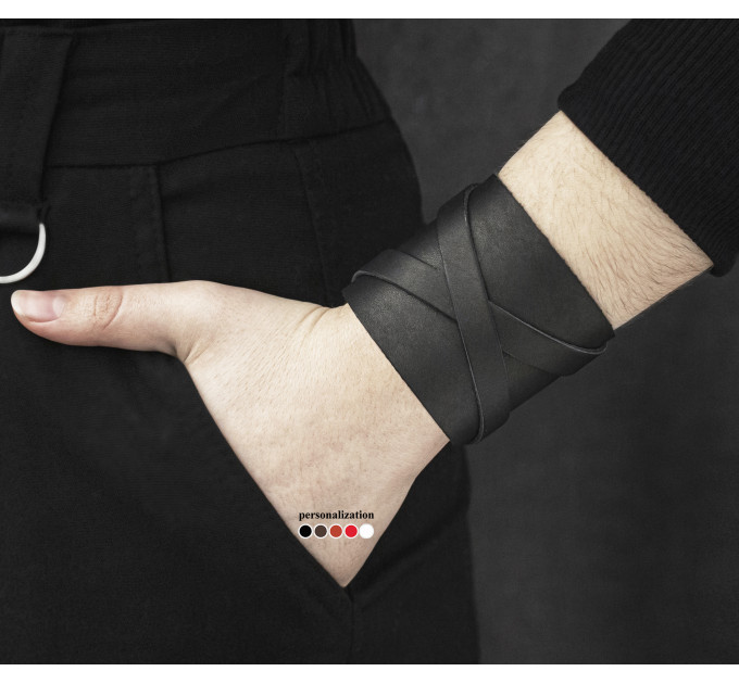 Leather cuff bracelet for men or women, code 3193