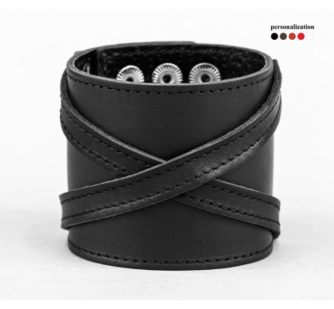 Leather cuff bracelet for men or women, code 3193st