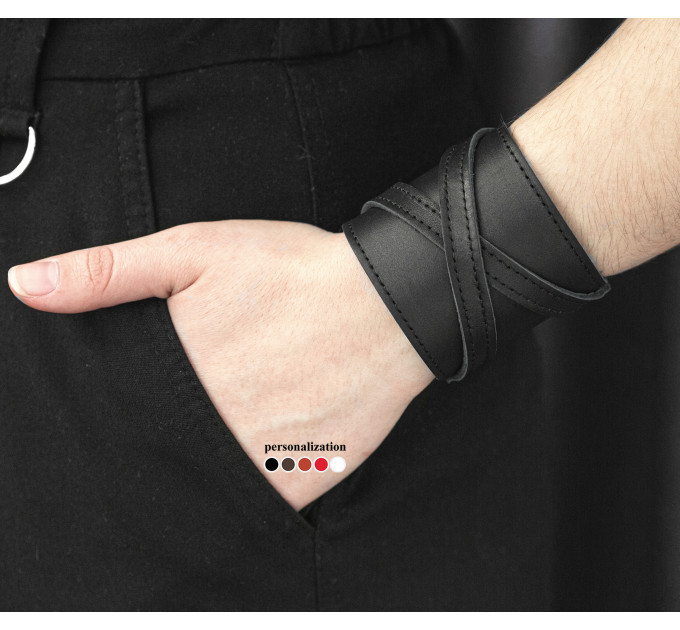 Leather cuff bracelet for men or women, code 3193st