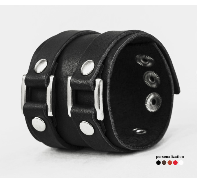 Leather cuff bracelet for men or women, code 3195