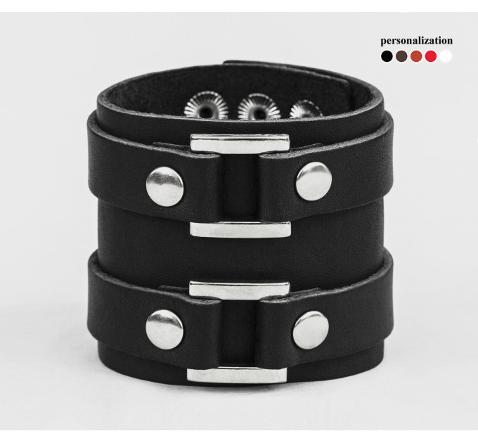 Leather cuff bracelet for men or women, code 3195