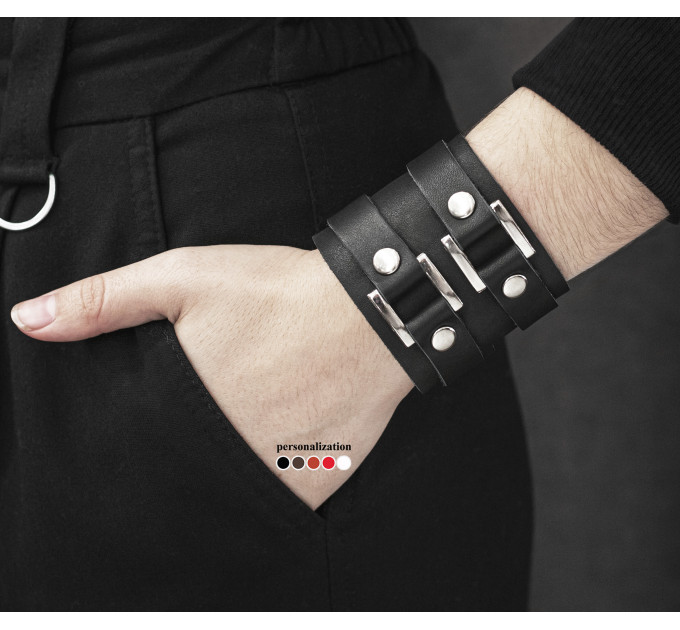Leather cuff bracelet for men or women, code 3195