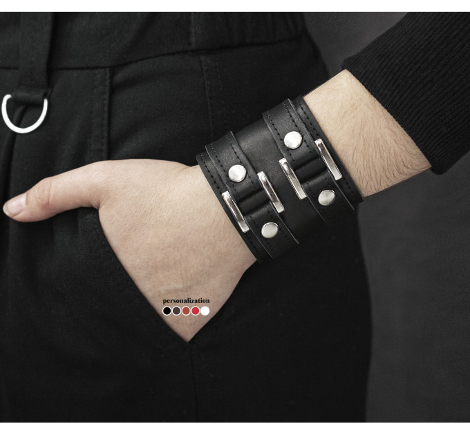 Leather cuff bracelet for men or women, code 3195st