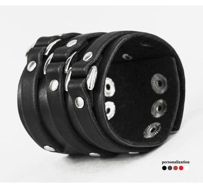 Leather cuff bracelet for men or women, code 3197