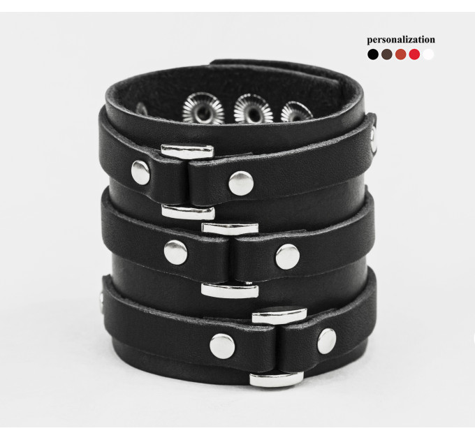 Leather cuff bracelet for men or women, code 3197
