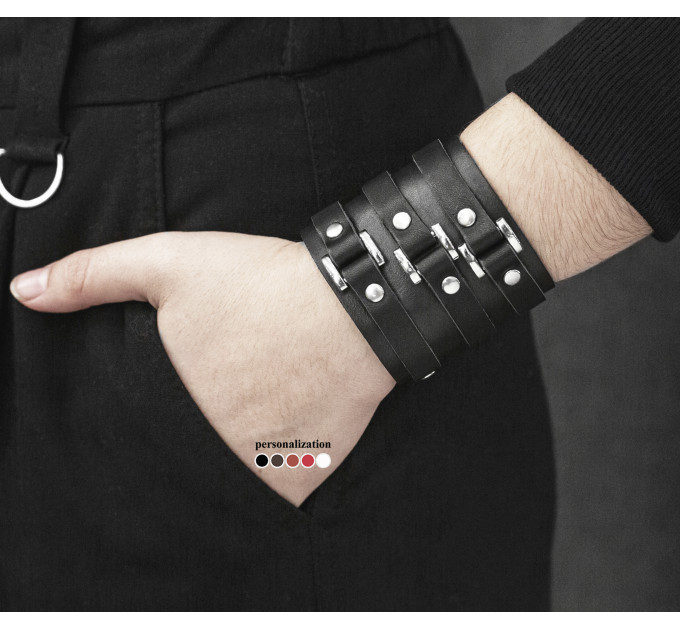 Leather cuff bracelet for men or women, code 3197