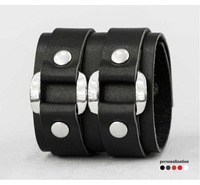 Leather cuff bracelet for men or women, code 3198