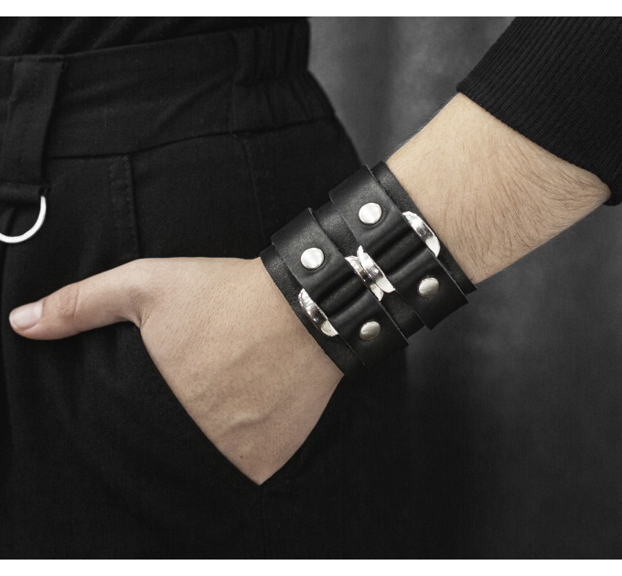 Leather cuff bracelet for men or women, code 3198