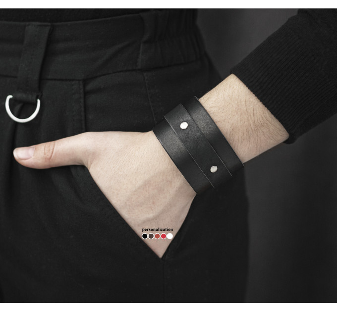 Leather cuff bracelet for men or women, code 3265