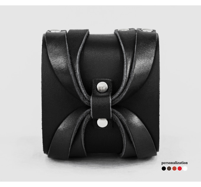 Leather cuff bracelet for men or women, code 3290