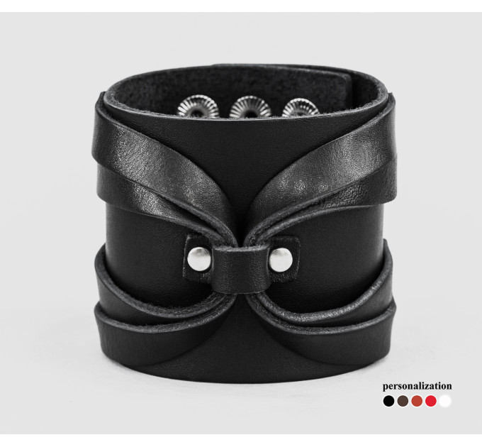 Leather cuff bracelet for men or women, code 3290