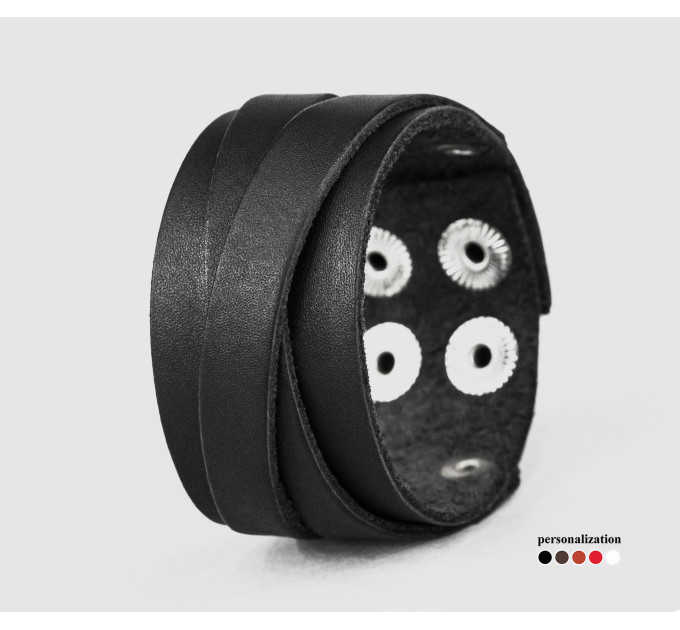 Leather cuff bracelet for men or women, code 3291