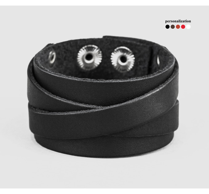 Leather cuff bracelet for men or women, code 3291