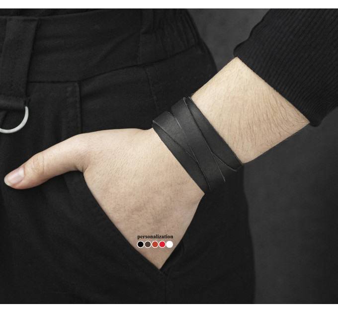 Leather cuff bracelet for men or women, code 3291
