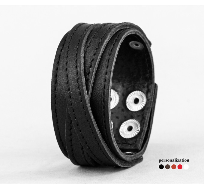 Leather cuff bracelet for men or women, code 3291st