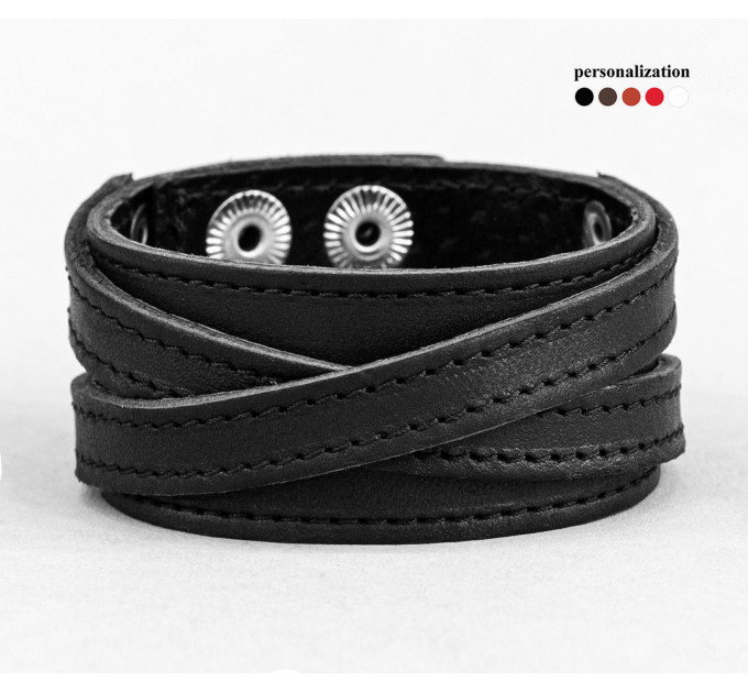 Leather cuff bracelet for men or women, code 3291st