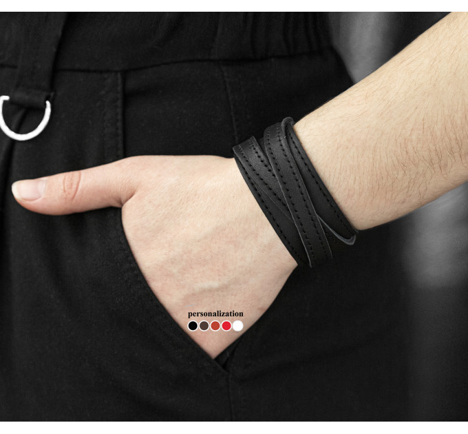 Leather cuff bracelet for men or women, code 3291st