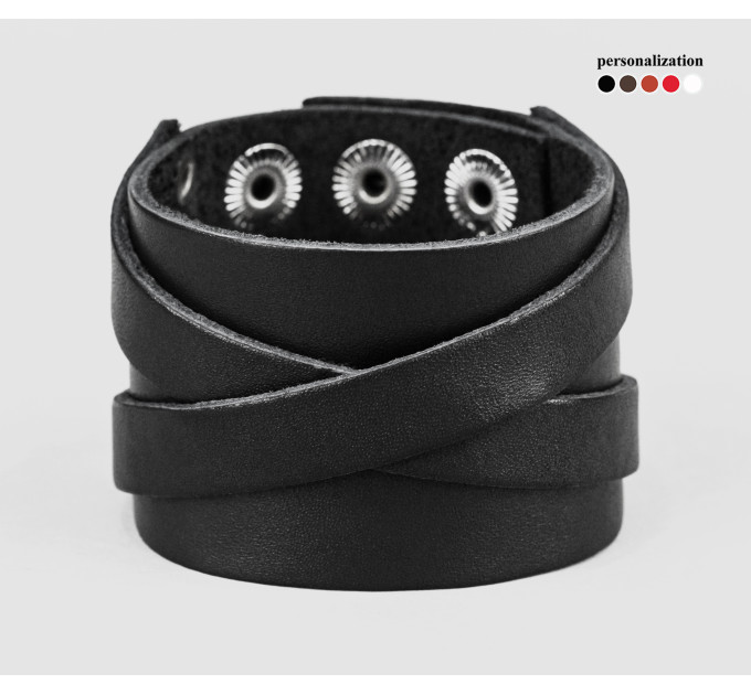 Leather cuff bracelet for men or women, code 3293