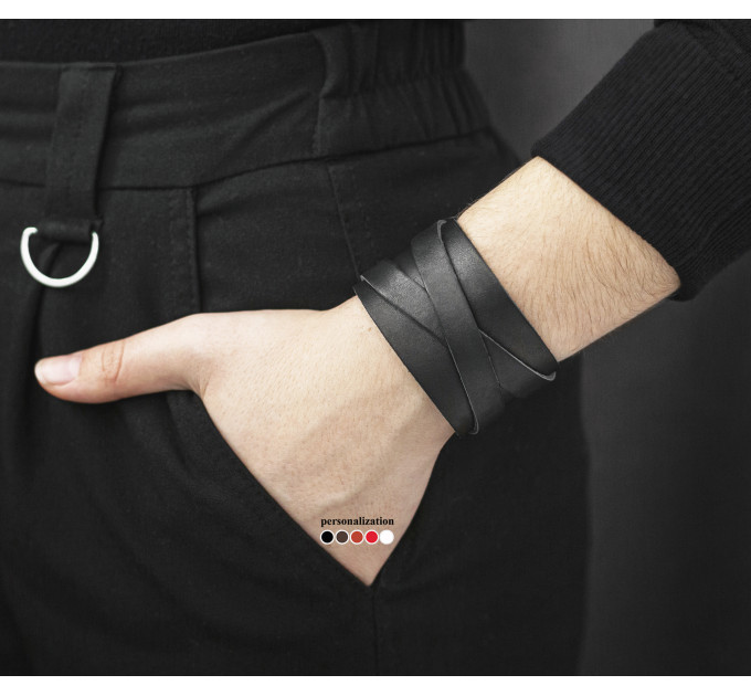 Leather cuff bracelet for men or women, code 3293