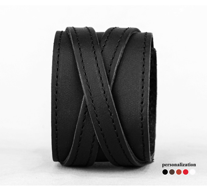 Leather cuff bracelet for men or women, code 3293st