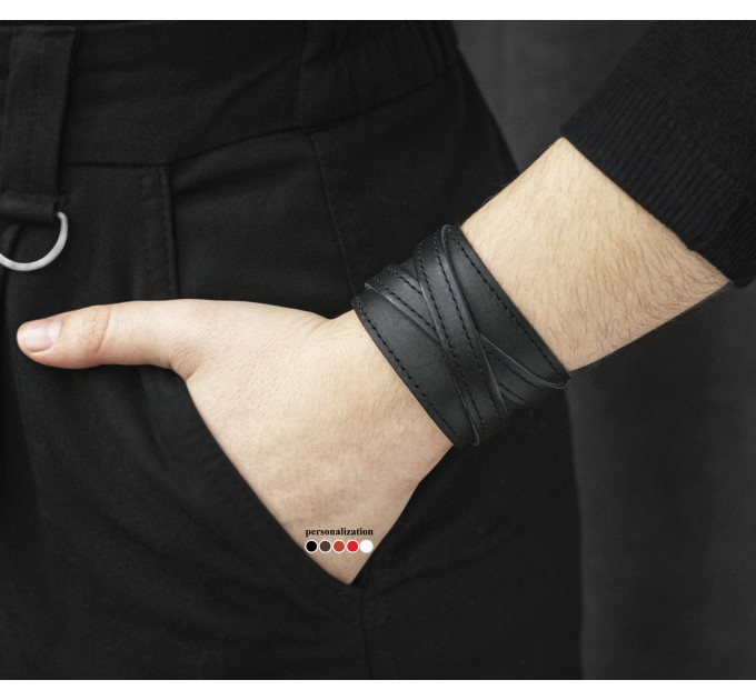 Leather cuff bracelet for men or women, code 3293st