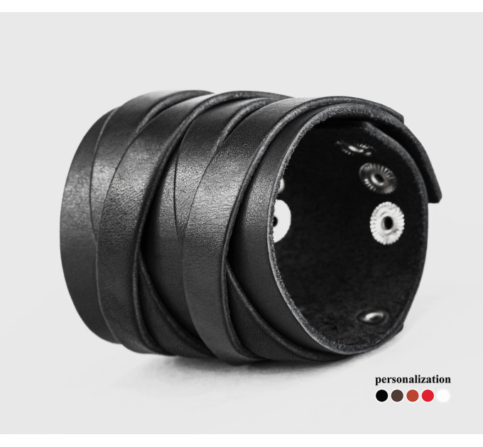 Leather cuff bracelet for men or women, code 3295