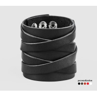 Leather cuff bracelet for men or women, code 3295