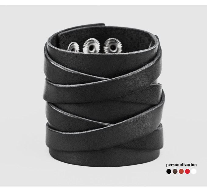 Leather cuff bracelet for men or women, code 3295
