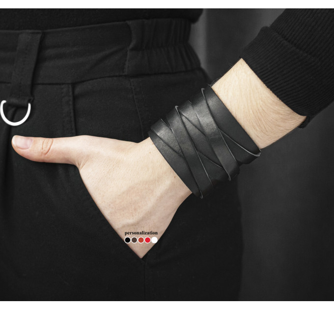 Leather cuff bracelet for men or women, code 3295