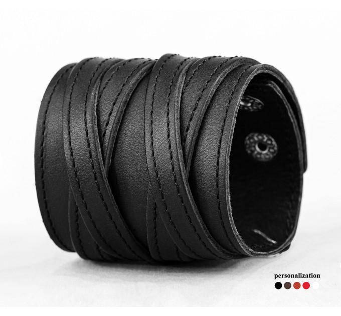 Leather cuff bracelet for men or women, code 3295st