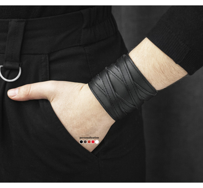 Leather cuff bracelet for men or women, code 3295st