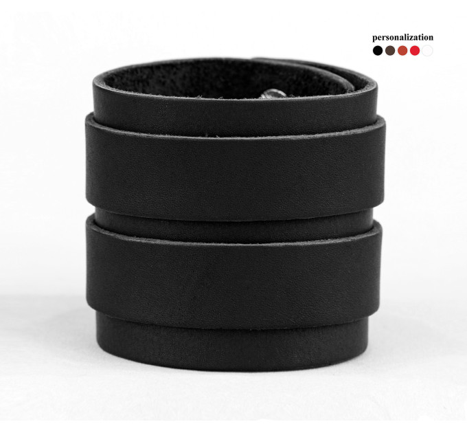 Leather cuff bracelet for men or women, code 3296