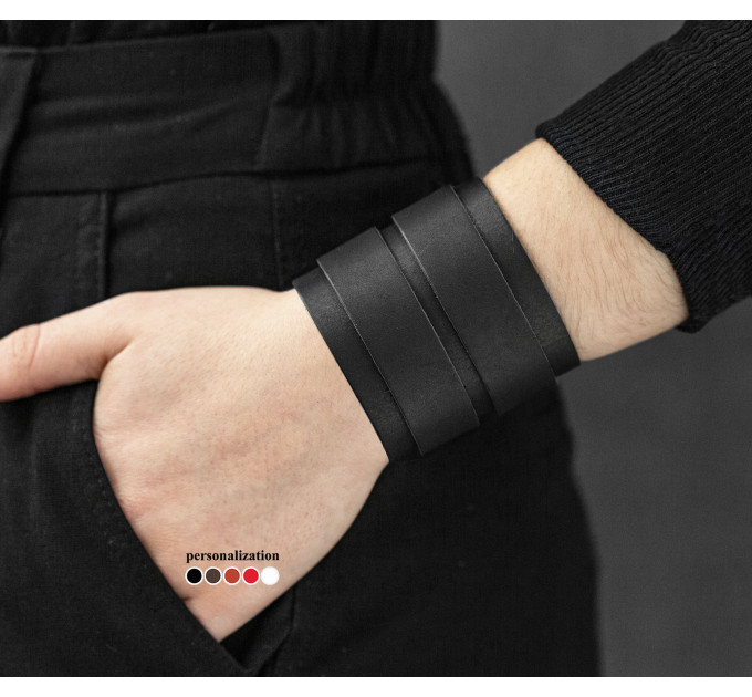 Leather cuff bracelet for men or women, code 3296