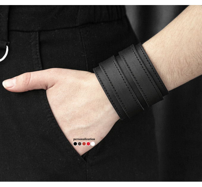 Leather cuff bracelet for men or women, code 3296st