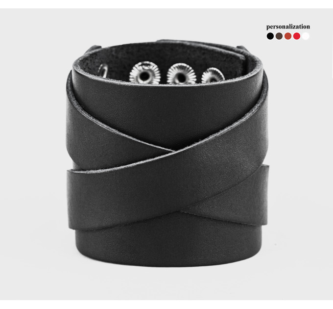 Leather cuff bracelet for men or women, code 3297