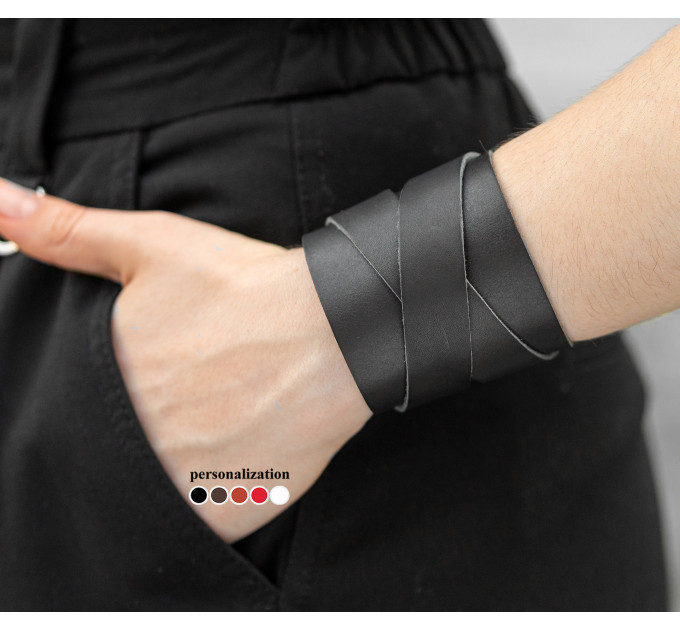 Leather cuff bracelet for men or women, code 3297
