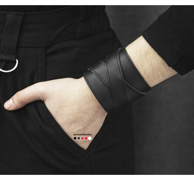 Leather cuff bracelet for men or women, code 3297st