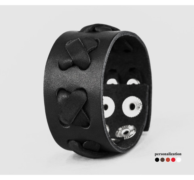 Leather cuff bracelet for men or women, code 3310