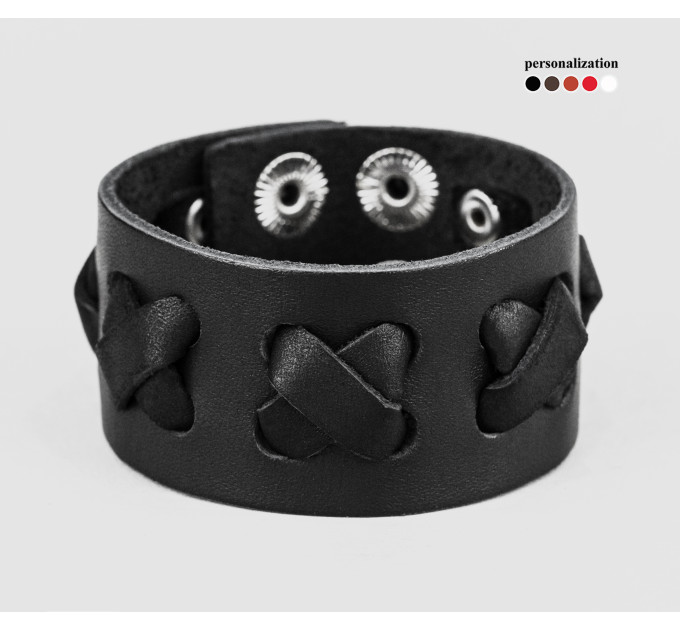 Leather cuff bracelet for men or women, code 3310