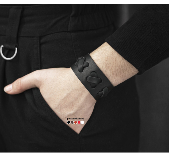 Leather cuff bracelet for men or women, code 3310