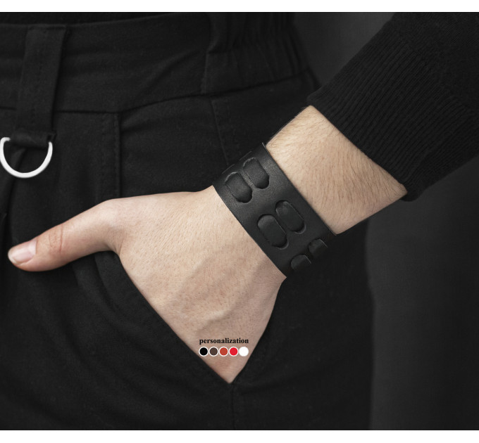 Leather cuff bracelet for men or women, code 3311