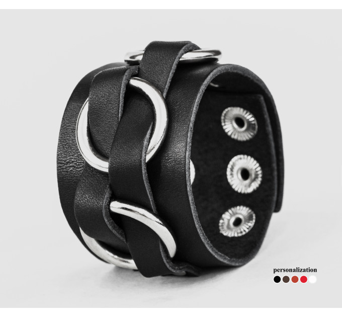 Leather cuff bracelet for men or women, code 3405