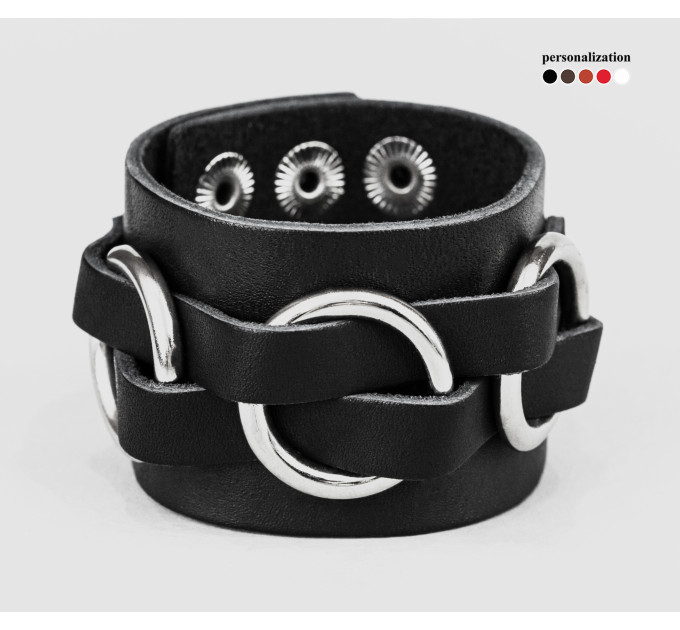 Leather cuff bracelet for men or women, code 3405