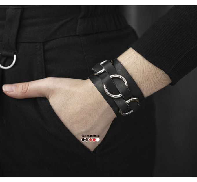 Leather cuff bracelet for men or women, code 3405